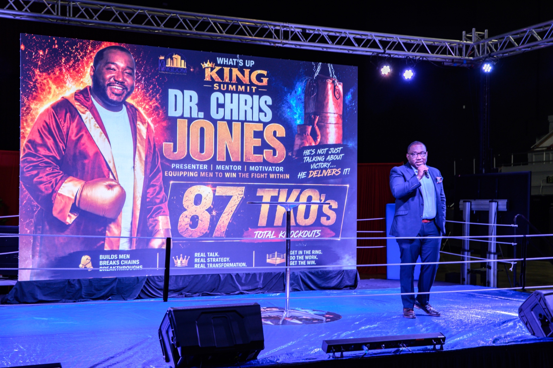 Dr. Chris Jones presenting his 87 TKO's message at the summit